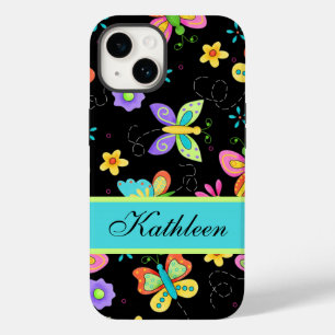Butterflies on Black Whimsy Name Personalized Case-Mate iPhone 14 Case