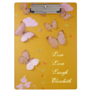 Butterflies on Gold Personalised Clipboard