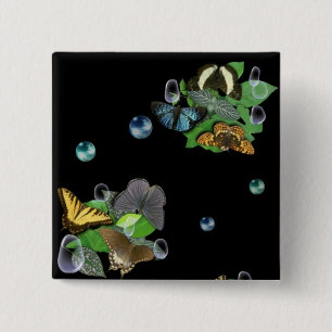 Butterflies on Leaves 15 Cm Square Badge