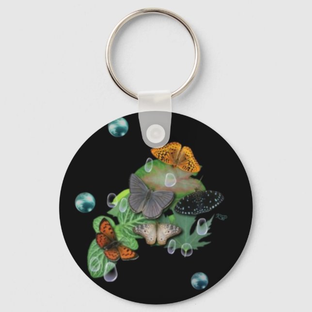 Butterflies on Leaves Key Ring (Front)