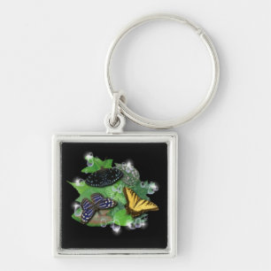 Butterflies on Leaves Key Ring