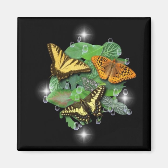 Butterflies on Leaves Magnet (Front)