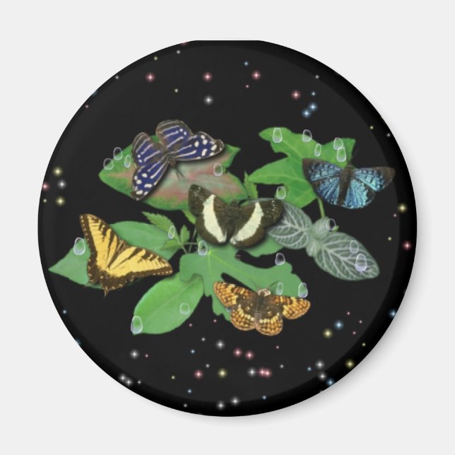 Butterflies on Leaves Magnet (Front)
