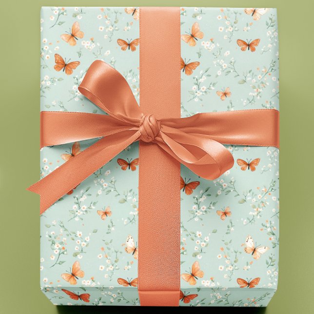 Butterflies on Mint Green  Wrapping Paper (Creator Uploaded)