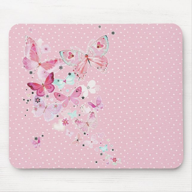 Butterflies On Polka Dots  Mouse Pad (Front)