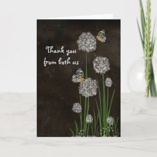 Butterflies on Puff Flower Thank You Card