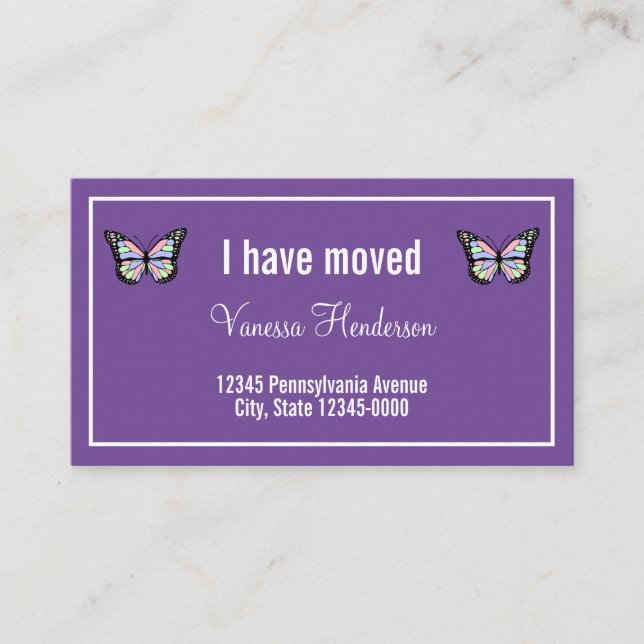 Butterflies on Purple Moving Announcement (Front)