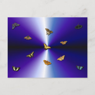 Butterflies on purple rainbow postcard
