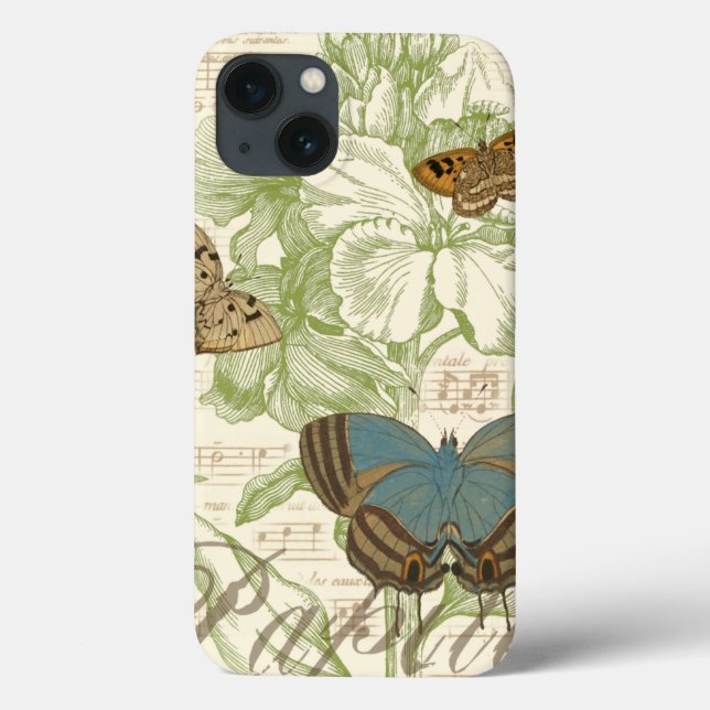 Butterflies on Sheet Music with Floral Design Case-Mate iPhone Case (Back)