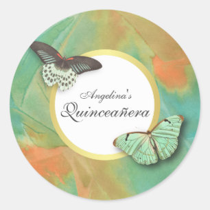 Butterflies on Southwest Colours Quinceanera Classic Round Sticker