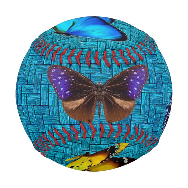 Butterflies on Turquoise Baseball (Front)