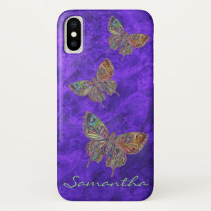 Butterflies on Velvet Amethyst Purple *Personalise iPhone X Case