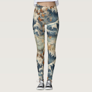 Butterflies On Waves Leggings