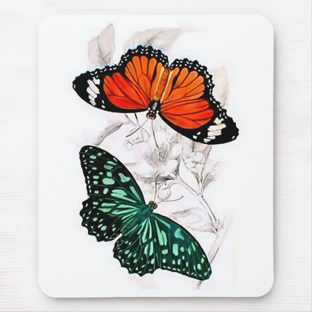 Butterflies - Orange and Green Mouse Pad (Front)