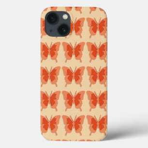 Butterflies, orange on a pastel orange background iPhone 13 case