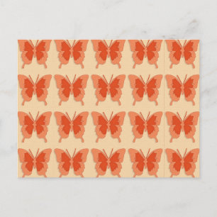 Butterflies, orange on a pastel orange background postcard