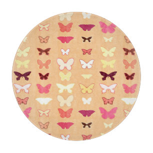 Butterflies, orange, yellow and coral cutting board
