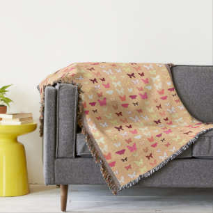 Butterflies, orange, yellow and coral throw blanket