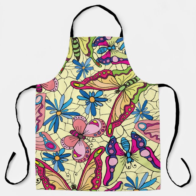 Butterflies Over Flowers Meadow View Apron (Front)
