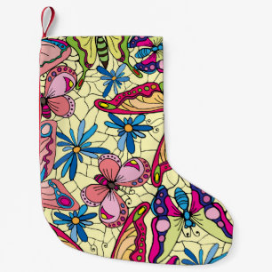 Butterflies Over Flowers Meadow View Small Christmas Stocking