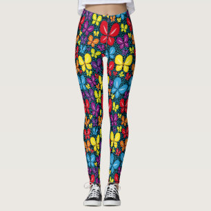 Butterflies over water . BFYOW01. Black BG Leggings