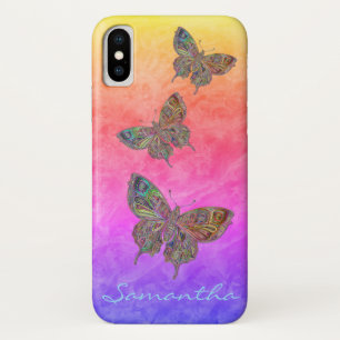 Butterflies Pastel Rainbow *Personalise*  iPhone X Case