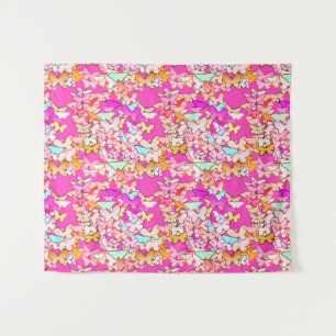 Butterflies, Pastels on Fuchsia Pink Tapestry