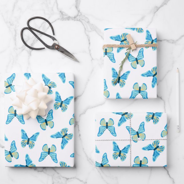 Butterflies Pattern Custom Colours Graphic Wrapping Paper Sheet (Front)