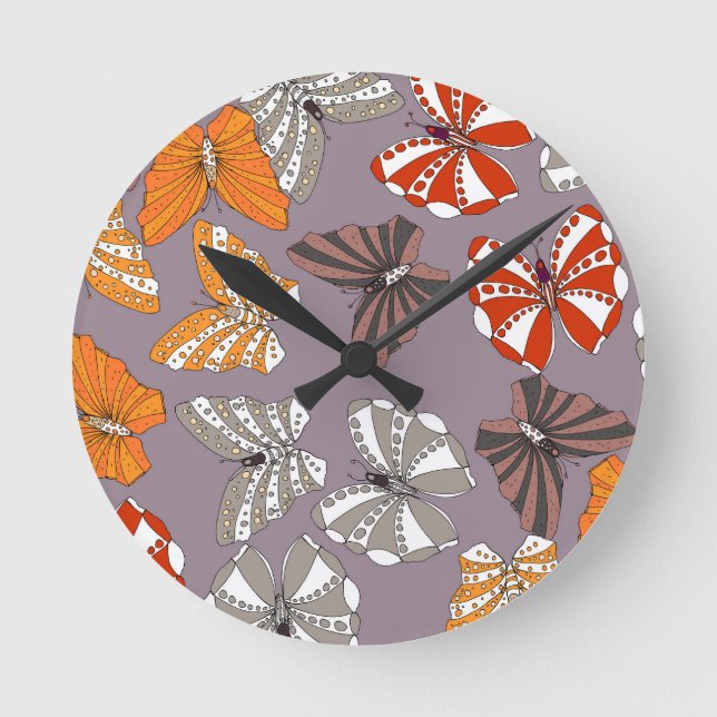 Butterflies Pattern Round Clock (Front)