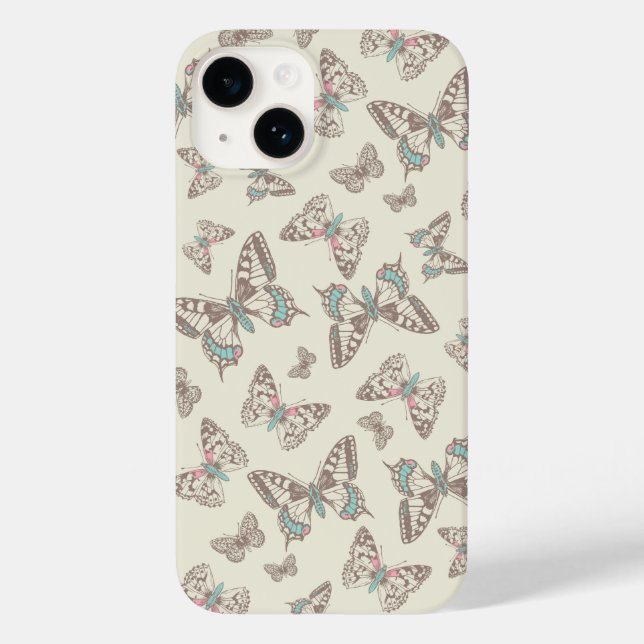 Butterflies patterned brown biege Case-Mate iPhone case (Back)