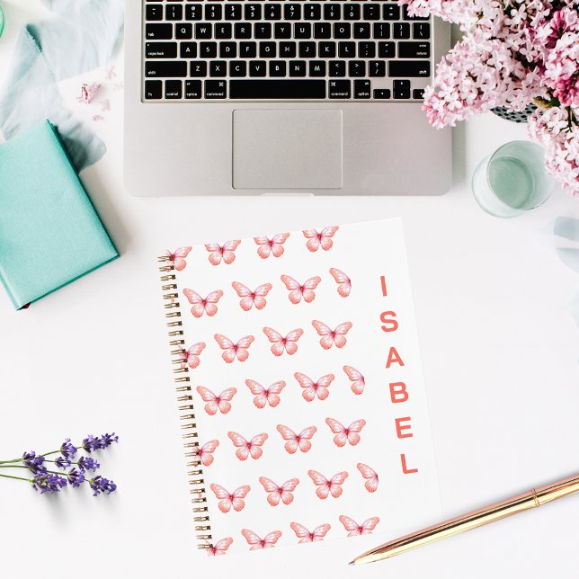 Butterflies peach rose gold name notebook (Creator Uploaded)