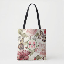 Butterflies & Peonies w/Vintage Tint with Monogram