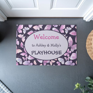 Butterflies personalised kids playhouse welcome doormat