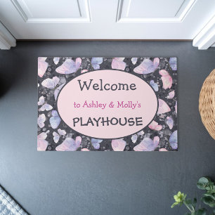 Butterflies personalised kids playhouse welcome doormat