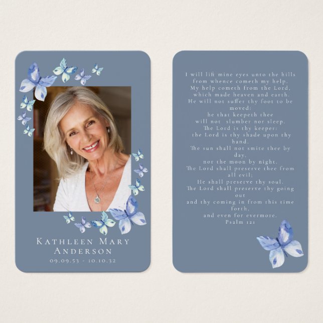 Butterflies Photo Funeral Memorial Prayer Card (Front & Back)