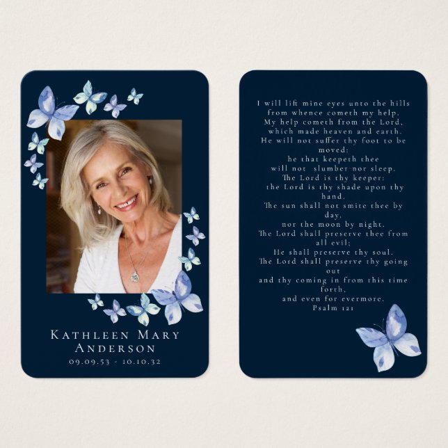 Butterflies Photo Funeral Memorial Prayer Card (Front & Back)