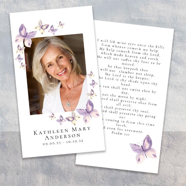 Butterflies Photo Funeral Memorial Prayer Card (Creator Uploaded)