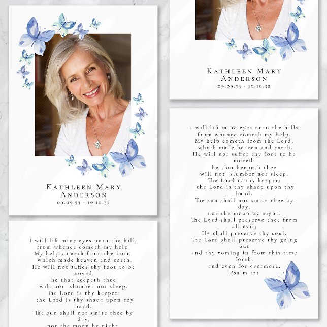 Butterflies Photo Funeral Memorial Prayer Card (Creator Uploaded)