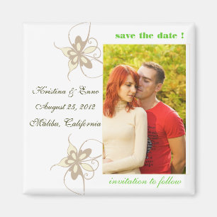 Butterflies - Photo save the date magnet - White