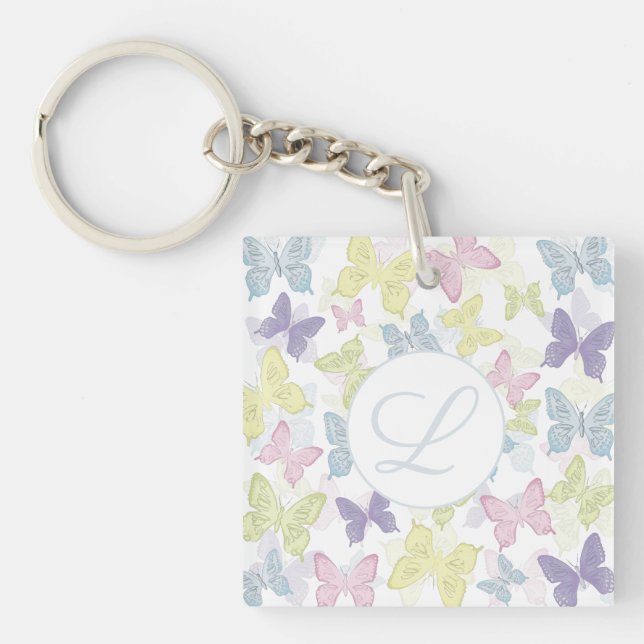 Butterflies Photo Square (double-sided) Keychain (Front)