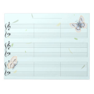 Butterflies Piano Music Manu Paper Wide Rule Kids' Notepad
