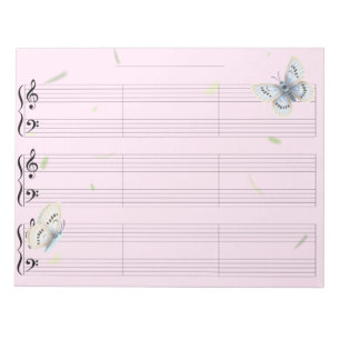 Butterflies Piano Music Manu Paper Wide Rule Kids' Notepad