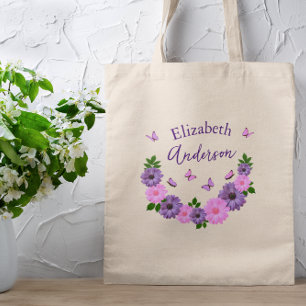 Butterflies Pink and Purple Tote Bag
