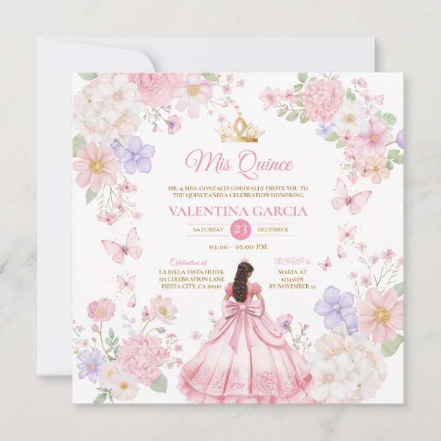 Butterflies Pink Purple Quinceañera 15 Anos Invitation (Front)