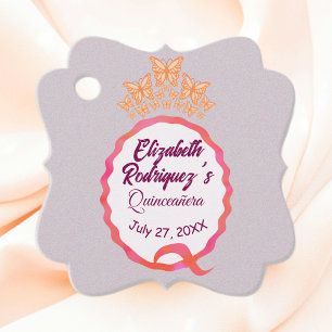 Butterflies Princess Tiara Crown Squiggle Quince Favour Tags