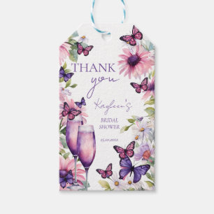 Butterflies purple bridal shower favour gift tags
