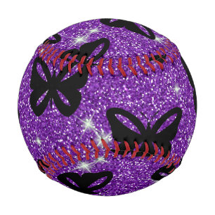 Butterflies Purple Glitter Fly Insect Animals Baseball