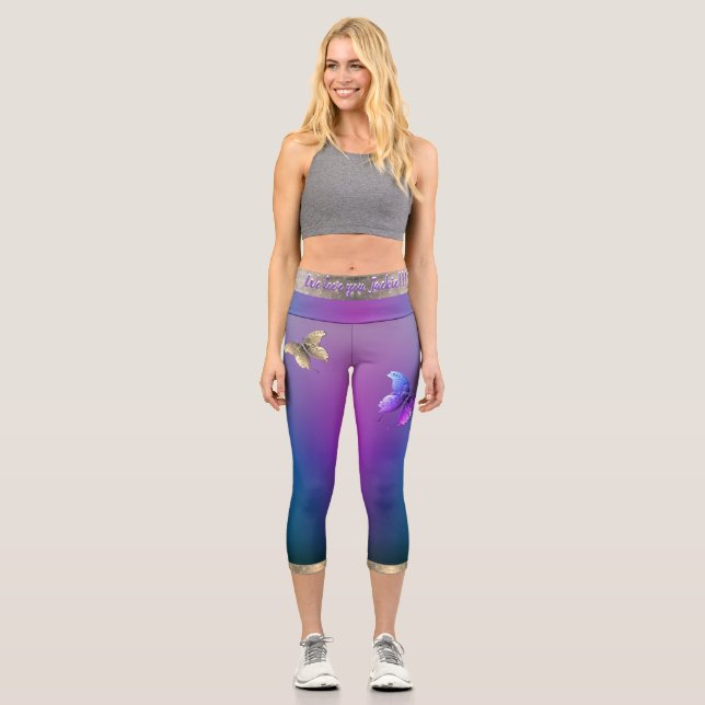 Butterflies & Purple High Waisted Capris (Front)