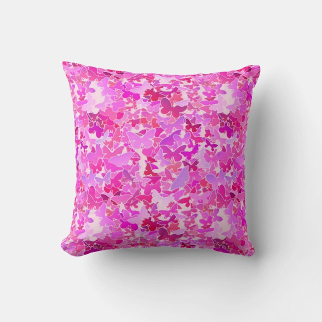 Butterflies, purple, lavender, pink cushion (Front)