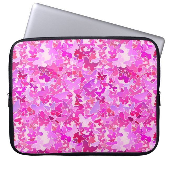 Butterflies, purple, lavender, pink laptop sleeve (Front)